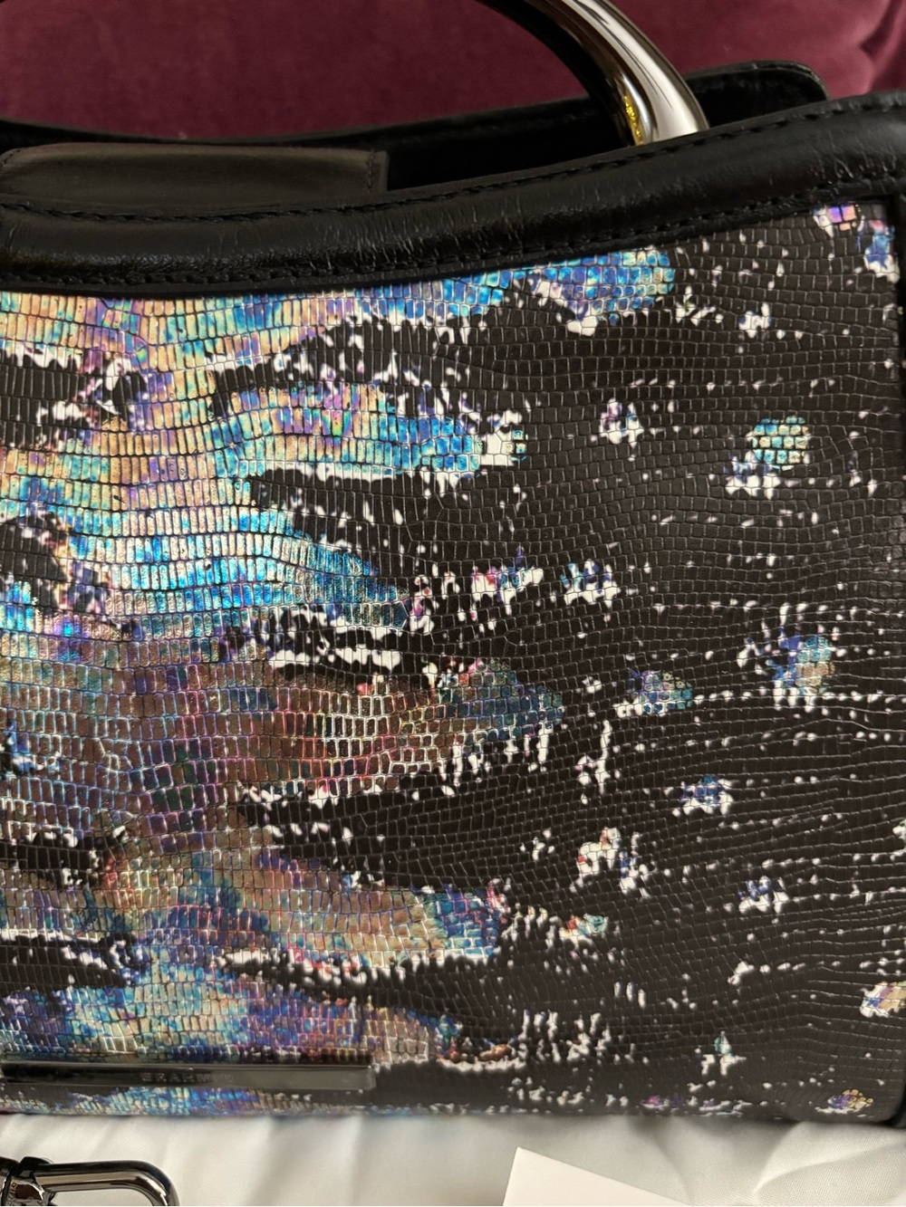 NWT Brahmin Soleil Multi Spectacle Leather Satchel Holographic Black $385 - Picture 5 of 16